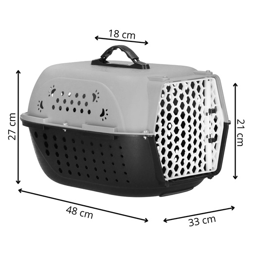 Transporter dla kota psa gryzoni do 7 kg 48x33x27 cm szaro-czarny