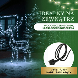 Renifer Led 90 cm świąteczny, świetlna dekoracja do ogrodu biały zimny