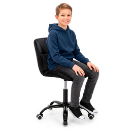 Fotel biurowy obrotowy krzesło na kółkach do nauki, pracy regulowane ergonomiczne, czarne