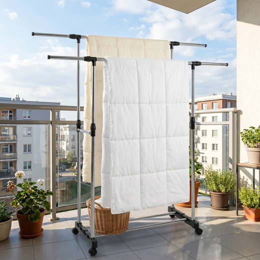 Wieszak na ubrania 85-160 cm na kółkach, mobilny stojak teleskopowy aluminiowy