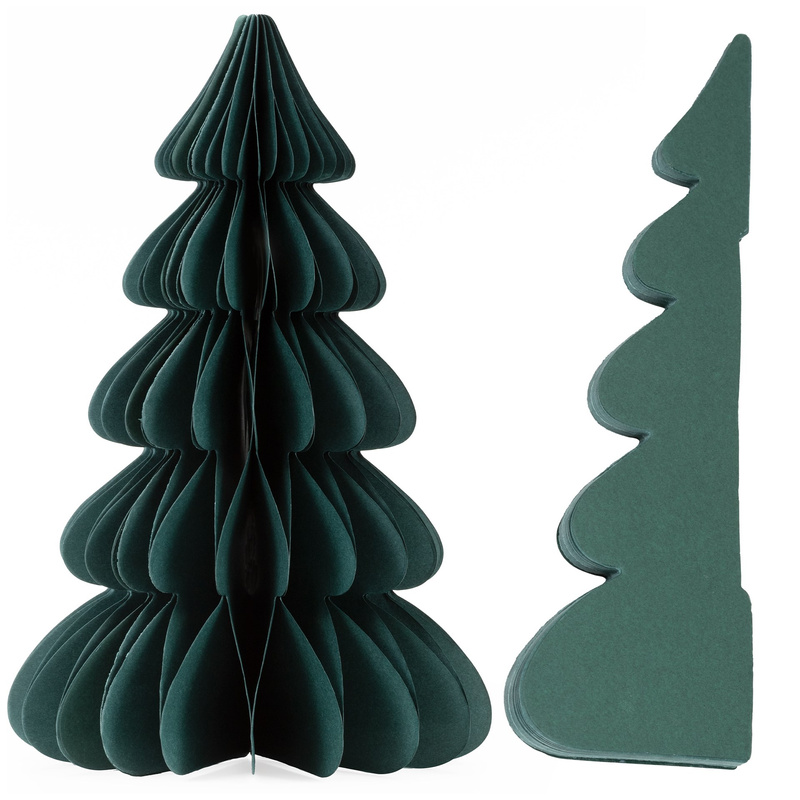 Papierowa choinka 30 cm ozdoba świąteczna dekoracja 3D z magnesem ciemnozielona