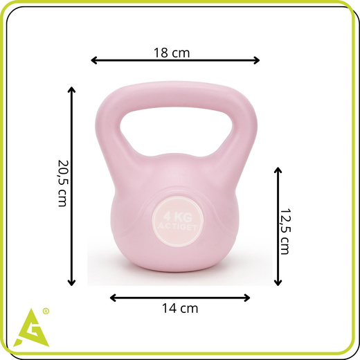 Kettlebell 4 kg odważnik, hantla do ćwiczeń ABS kula do treningu siłowego, różowa