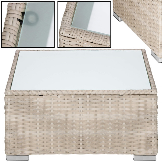 Meble ogrodowe zestaw modułowy technorattan stolik kawowy i 6 modułów beżowy