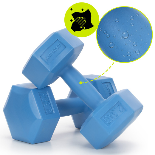 Ciężarki 2x2,5kg hexagonalne do ćwiczeń fitness hantle zestaw 2 szt. niebieskie