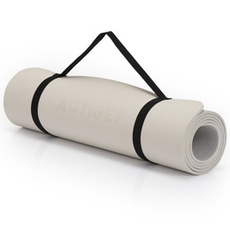 Mata do jogi, ćwiczeń fitness 183x61 cm antypoślizgowa, materac do stretchingu, jasny beż
