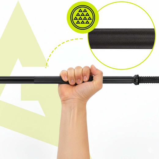 Gryf prosty olimpijski do ćwiczeń 120 cm sztanga ze stali, zaciski 25 mm