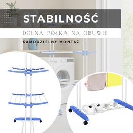 Suszarka na pranie pionowa na kółkach 170x75,5x57 cm składana na ubrania, bieliznę