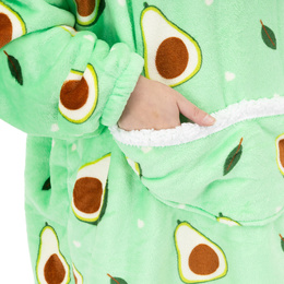 Kocobluza damska oversize koc bluza 2w1 z kapturem ciepła szlafrok futrzak zielony