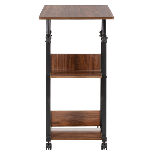 Stolik na kółkach regulowany 76-86 cm biurko mobilne pod laptopa ciemnobrązowe