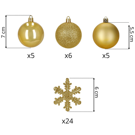 Bombki choinkowe 40 szt. zestaw dekoracji świątecznych, nietłukące, złoty