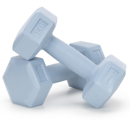 Ciężarki 2x1kg hexagonalne do ćwiczeń fitness hantle zestaw 2 szt. jasno niebieskie