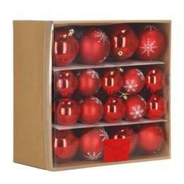 Bombki choinkowe 36 szt. zestaw dekoracje świąteczne ozdoby nietłukące czerwone