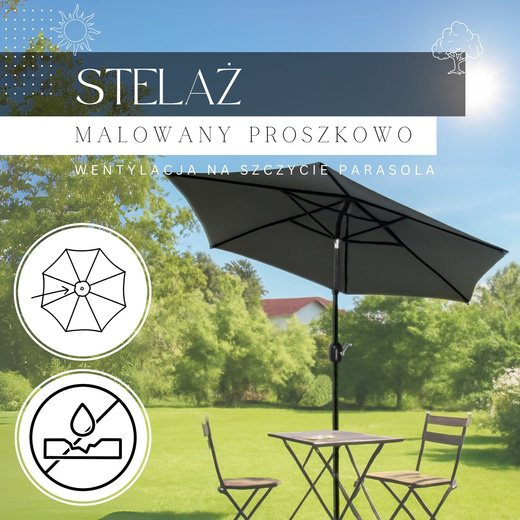 Parasol ogrodowy składany 260 cm duży na balkon grafitowy