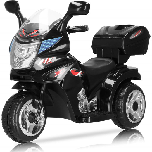 Motocykl dla dzieci, elektryczny jeździk trójkołowy, motorek na akumulator, czarny