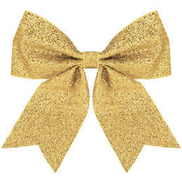 Kokardka świąteczna na choinkę 22 cm brokatowa zawieszka choinkowa złota