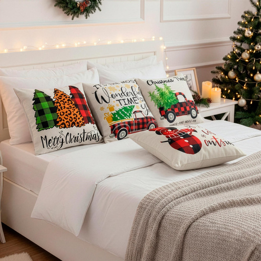 Poszewki świąteczne 40x40cm 4 szt. zestaw ozdobny na poduszki jaśki różne wzory