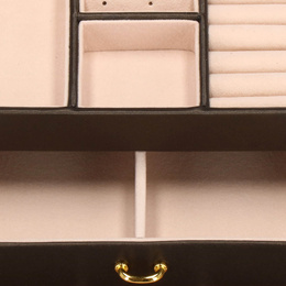 Szkatułka na biżuterię ekoskóra 17,5x14x12,5 cm brązowy organizer z przegródkami