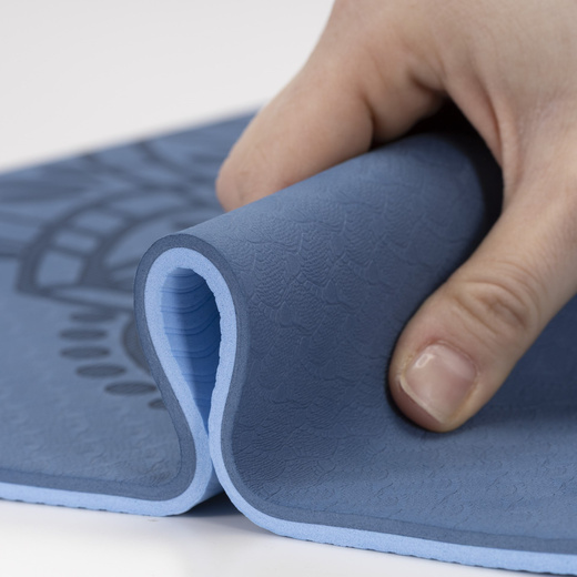 Mata do ćwiczeń 183x61 cm antypoślizgowa TPE do jogi, stretchingu z uchwytem niebieska