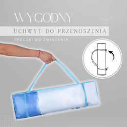 Materac plażowy z zagłówkiem, składany 180x60 cm mata z poduszką, niebieski