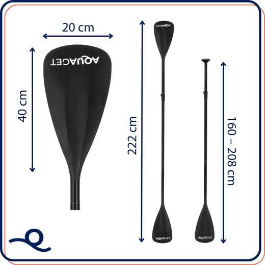 Wiosło do deski SUP kajaka 2w1 składane 160-222 cm regulowane 3-częściowe
