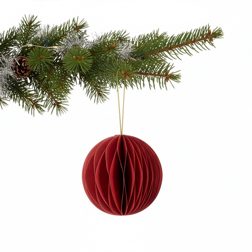 Papierowe bombki 6 szt. zawieszki choinkowe, ozdoby świąteczne 8 cm rozkładane, czerwone