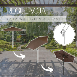 Parasol ogrodowy składany 260 cm duży na balkon brązowy