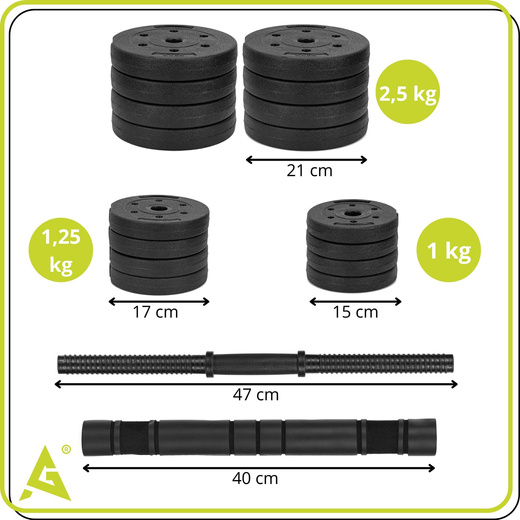Hantle regulowane zestaw 2x15 kg obciążeń gryf do treningu 30 kg talerze zaciski łącznik do hantli