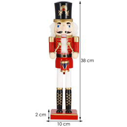 Dziadek do orzechów 38 cm z bębenkiem, drewniany żołnierzyk, figurka świąteczna