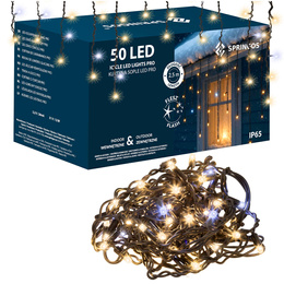 Kurtyna świetlna 50 Led lampki zewnętrzne sople 2,5 m ciepły biały + zimny biały flash