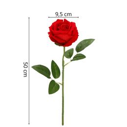 Wieczna róża z łodygą 50cm sztuczny kwiat jak żywy czerwony