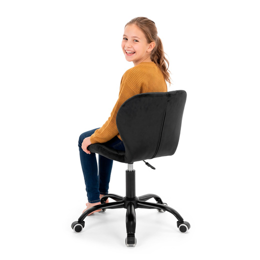 Fotel biurowy obrotowy krzesło na kółkach do nauki, pracy regulowane ergonomiczne, czarne