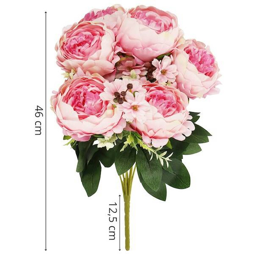 Sztuczne kwiaty bukiet piwonie 18 kwiatów wys. 46 cm, na ślub, dekoracje do domu