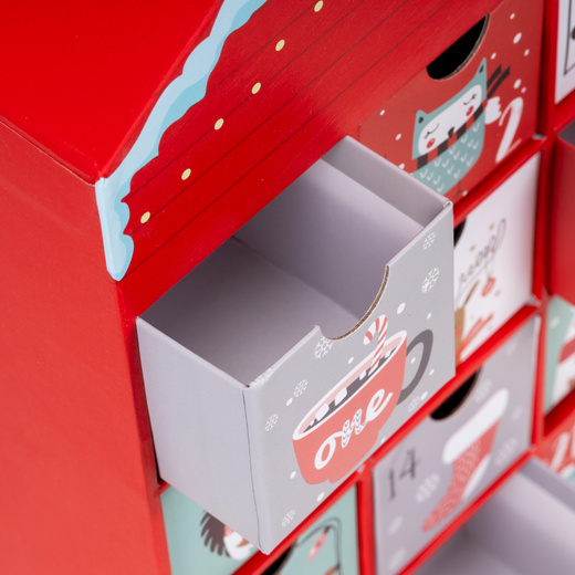 Kalendarz adwentowy z szufladkami 24szt. dekoracja świąteczna, domek