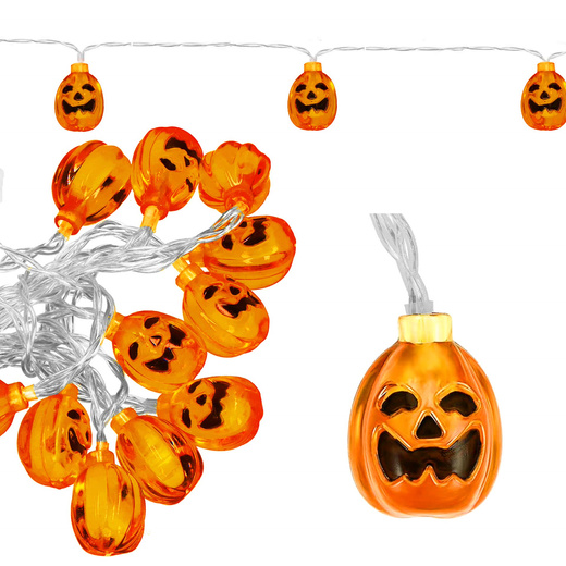 Lampki na Halloween dynie girlanda łańcuch świetlny na baterie i pilota 20 LED