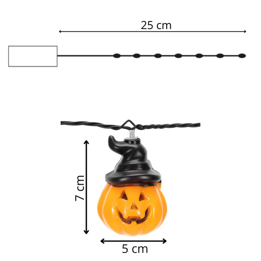 Lampki na Halloween dynie 5 m girlanda łańcuch świetlny na baterie 20 LED świecąca ozdoba