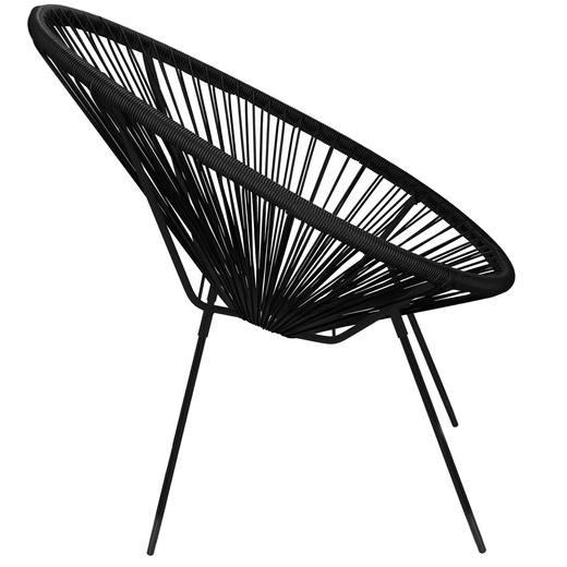 Owalne krzesło ogrodowe, wys. 86 cm rattanowy fotel ażurowy czarne