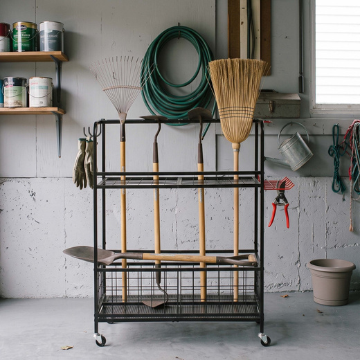 Wózek na narzędzia ogrodowe 96 cm mobilny organizer, 3-poziomy, stojak na sprzęt ogrodniczy