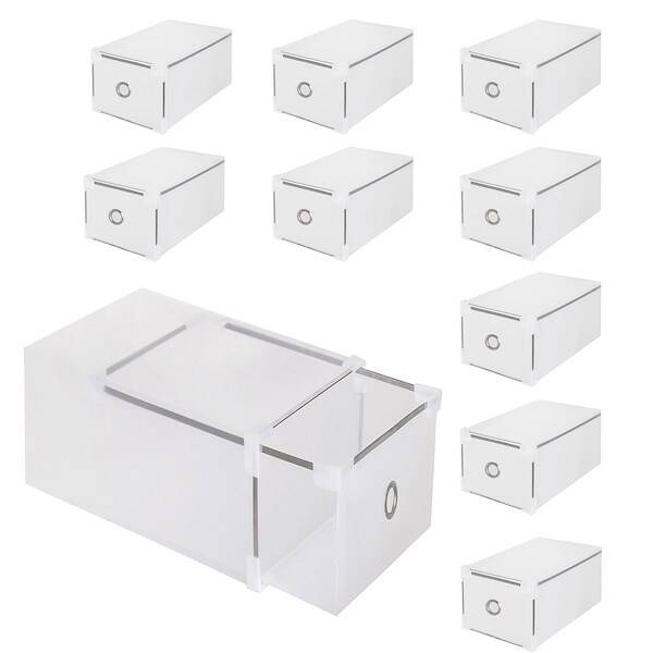 Pudełko na buty z szufladą 28x18x18 cm przeźroczysty organizer zestaw 10 szt.