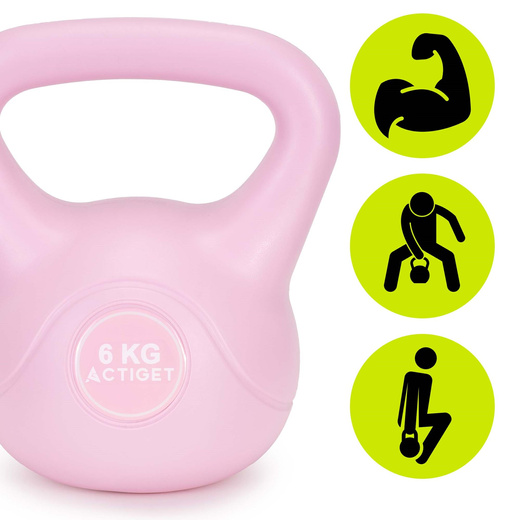 Kettlebell 6 kg odważnik, hantla do ćwiczeń ABS kula do treningu siłowego, różowa