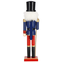 Dziadek do orzechów 38 cm z toporkiem, drewniany żołnierzyk niebiesko-czerwony, figurka świąteczna