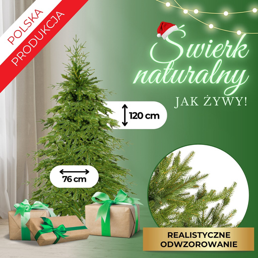 Choinka sztuczna 120 cm świerk naturalny PE