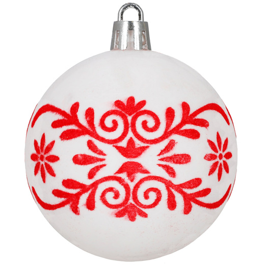 Bombki choinkowe 7 cm 12 szt. zestaw ozdoby świąteczne zdobione matowe, białe z wzorami