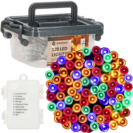Lampki choinkowe 120 Led multikolor z programatorem na baterie