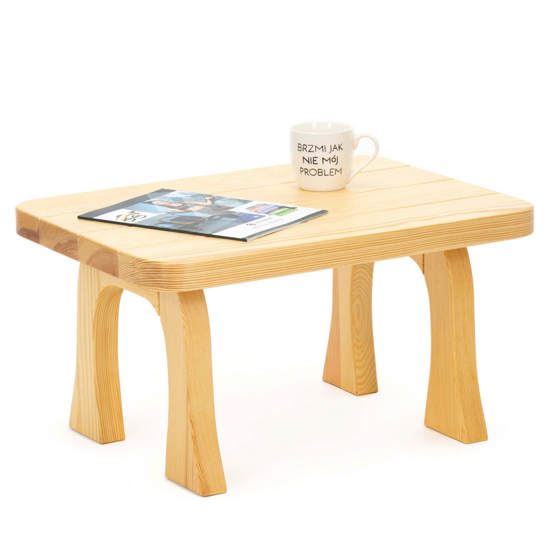 Drewniany stolik kawowy 65x48cm prostokątna ława do salonu impregnowane naturalne drewno