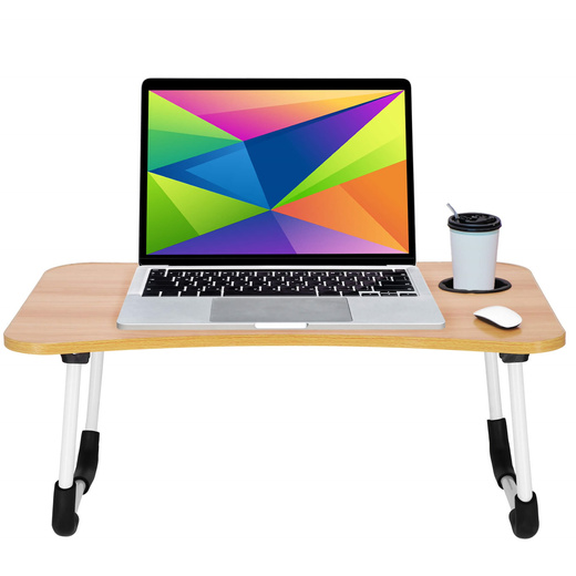 Stolik pod laptopa 60x40 cm, składana podstawka na komputer brązowa