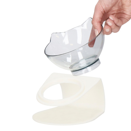 Miska dla psa i kota z antypoślizgową podstawką i uszami biała