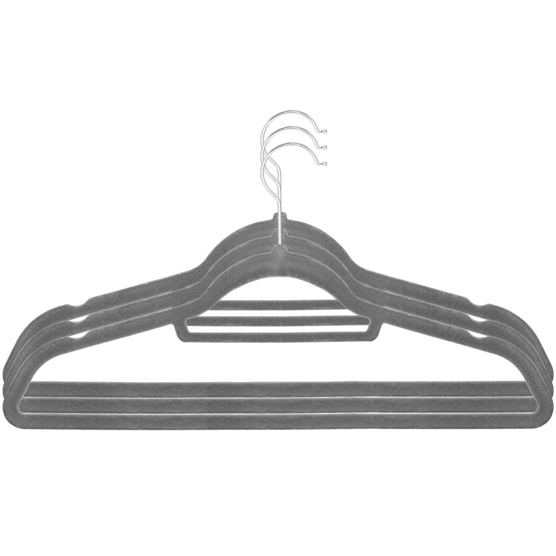 Wieszaki welurowe na ubrania 3 szt. zestaw premium szary