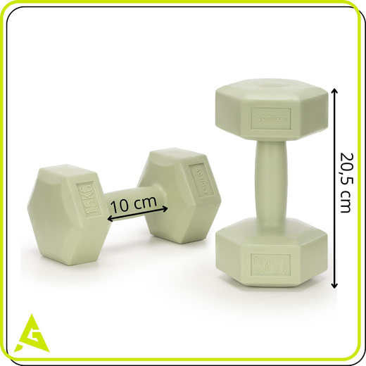 Ciężarki 2x1,5kg hexagonalne do ćwiczeń fitness hantle zestaw 2 szt. zielone