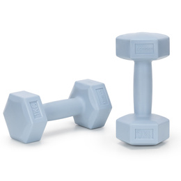 Ciężarki 2x1kg hexagonalne do ćwiczeń fitness hantle zestaw 2 szt. jasno niebieskie