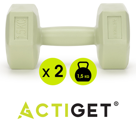 Ciężarki 2x1,5kg hexagonalne do ćwiczeń fitness hantle zestaw 2 szt. zielone